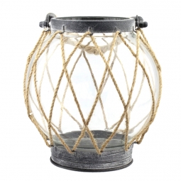Vintage Zinc Twine Rope Nautical Globe Lantern*