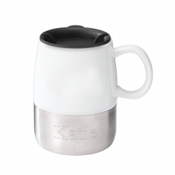White Ceramic Coffee Mug with Easy Push-on Seamless Lid*