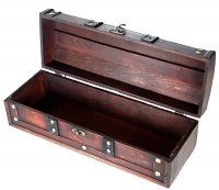 Treasure Chest Wood Wine Box with Handle & Brass Latch