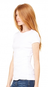 Personalized Women's Baby Ribbed Crystal Rhinestones Short Sleeve White Tee