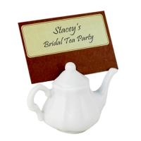Victorian White Porcelain Teapot Place Card Holder