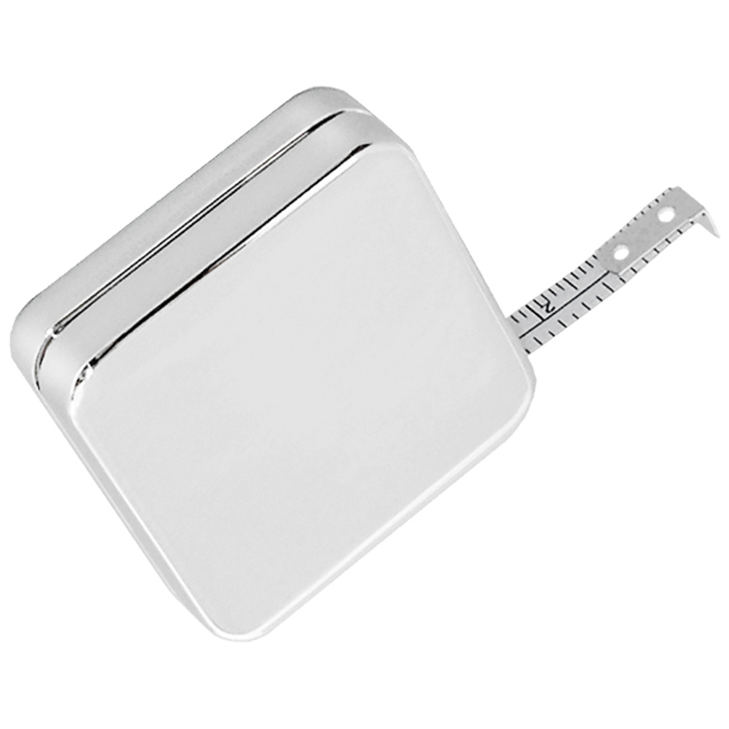 Square Polished Silver Measuring Pocket Tape (3 Feet)