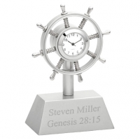 Nautical Sailboat Wheel Office Mini Desk Clock