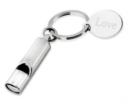Whistle Keychain With Engraved Tag