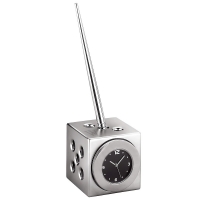 Rotatable Sides Metal Dice Clock and Pen Holder Set