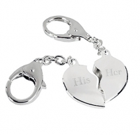 "My Other Half" His & Hers Silver Heart Key Chains