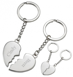 My Other Half His & Hers Magnetic Silver Heart Key Chains