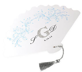 Monogram Rhinestone Wedding Fan w/ Optional Program*