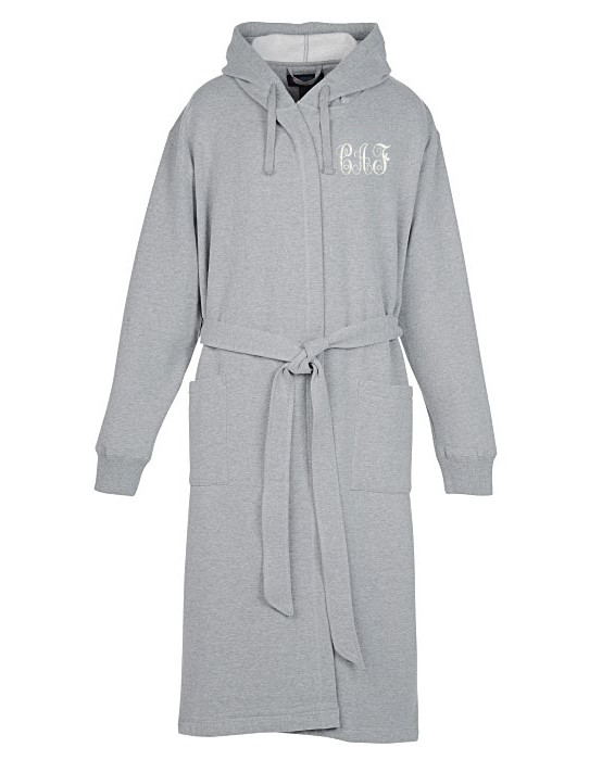 Double Layered Sweatshirt Hoodie Robe with Pockets