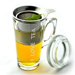 Custom Gourmet Glass Mug & Tea Maker Infuser Set (Optional Personalized Crystal Rhinestones)