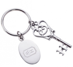 Silver Key to My Heart Keychain With Tag*
