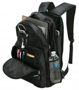 TSA Friendly Trolley Pass-Through Handle Backpack + Padded Laptop Compartments & Media Pocket
