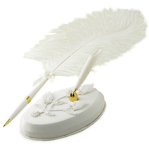 White Wedding Feather Pen*