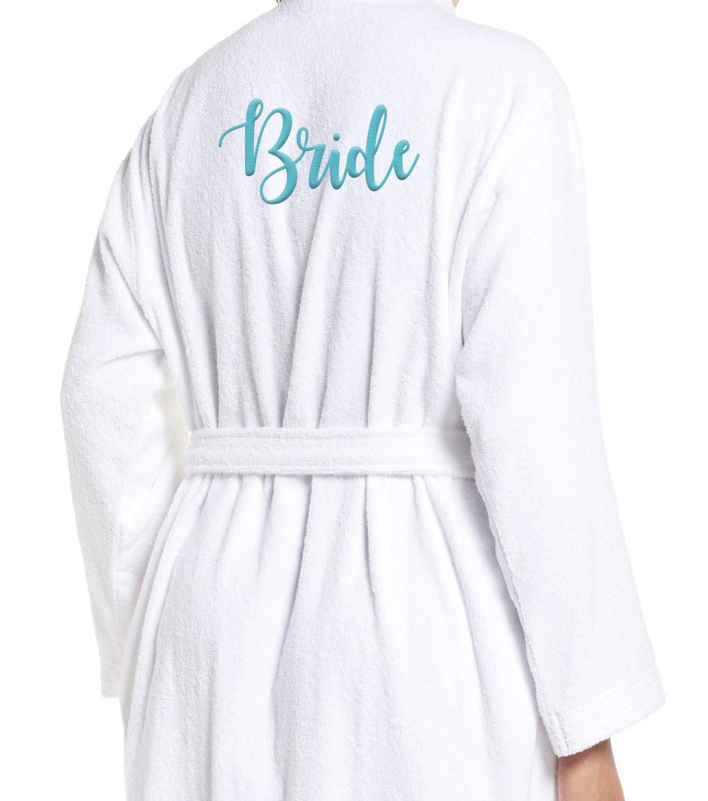 Wedding Spa Robes Cotton Terry Embroidered Cotton Bath Robe 
