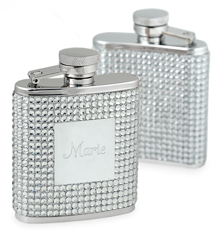 Engraved White Crystal Flask*