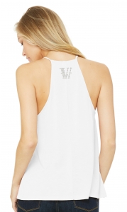Women's Flowy High Neck Personalized Crystal Rhinestone White Tank Shirt