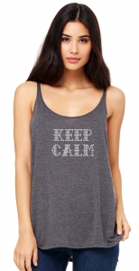 Personalized Women's Grey Flowy Crystal Rhinestones Workout Tank Top