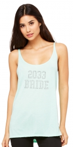 Personalized Women's Mint Flowy Crystal Rhinestones Workout Tank Top