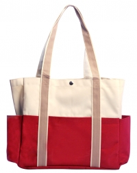 Canvas Button Snap Closure and Pockets Beach Tote Bag